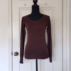 NWOT. The Limited Silk Rayon Nylon Blended Brown Sparkle Long Sleeve Knit Top.